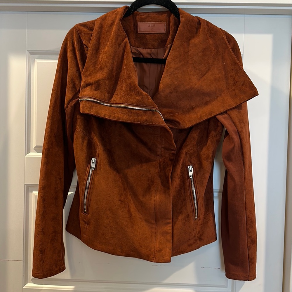 Faux suede moto jacket size M